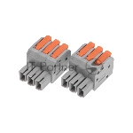 Клемма Rexant СМК 222-423R проходная разъемная 3 полюса серый 0,2-2,5/4 мм² (40 шт/уп)