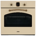 Встраиваемая электрическая духовка Korting OKB 460 RB / 59.8 х 59.5 x 56 см, 6 режимов нагрева, аналоговые часы в классическом стиле Frank Muller, таймер, слоновая кость+бронза