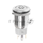 Кнопка антивандальная Rexant Ø16 250В Б/Фикс (5с) (ON)-OFF плоская подсв/красная POWER