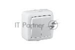 Выключатель двухклавишный наружный белый 10А IP44 10А