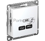 Розетка USB AtlasDesign тип C 65Вт QC PD высокоскор. ЗУ механизм бел. SE ATN000127