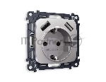 Комплект механизма электрической розетки OMEGA Сталь матовый 2USB A+A 18W (быстрая зарядка) с/з QUANT (OP5090, VM155) MO509010