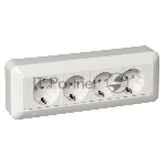 Розетка WESSEN RA16-411M-BIПрима Бел 4-я с/з с з/ш 16А наружная в сборе с монт.пласт.