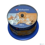 Диск DVD-R Verbatim 4.7Gb 16x Cake Box (50шт) Printable (43533)