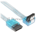 Кабель интерфейсный SATA Cablexpert CC-SATAM-DATA90-TR-50CM, Sata3 7pin/7pin, мет.защелка, угловой разъем, 50 см, прозрачный, пакет