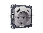 Комплект механизма электрической розетки OMEGA Сталь матовый 2USB A+C 20W (быстрая зарядка) с/з QUANT (OP5100, VM160) MO510010