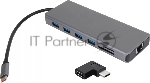USB-концентратор VCOM CU4706, USB Type-C, HDMI/DP/USB3.0/TC/USB2.0/RJ45/SD/TF/PD/3.5 мм jack, USB Type-C