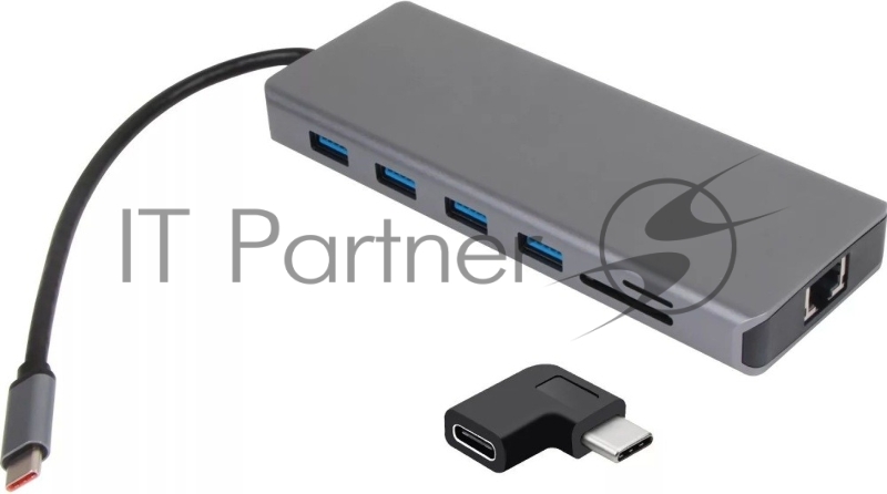 USB-концентратор VCOM CU4706, USB Type-C, HDMI/DP/USB3.0/TC/USB2.0/RJ45/SD/TF/PD/3.5 мм jack, USB Type-C