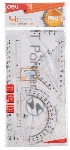Набор линеек Deli Pioneer EG00412, пластик, прозрачный, в комплекте: линейка 20 см/треугольник 2 шт/транспортир, европодвес