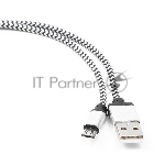 Кабель Gembird USB 2.0 Cablexpert AM/microBM 5P, 1м, нейлоновая оплетка, алюминиевые разъемы, серебристый, пакет