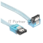 Кабель интерфейсный SATA Cablexpert CC-SATAM-DATA90-TR-30CM, Sata3 7pin/7pin, мет.защелка, угловой разъем, 30 см, прозрачный, пакет