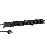 Блок розеток горизонтальный ExeGate ServerPro PDU-19H902 Al-9S-EU1.8, 19", 1U, Алюминий, 9 Schuko, кабель с евровилкой VDE-250V-16A-3*1.5mm2, 1.8 метра, черный