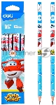Карандаш чернографитный Deli EU53500 Super Wings 2B, шестигранный, ассорти (12шт) ластик, вид 2