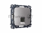 Комплект механизма телефонной розетки OMEGA Сталь матовый RJ-11(4P4C) с шторкой QUANT (OP5120, VM190) MO512030