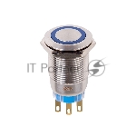 Кнопка антивандальная Rexant Ø19 250В Фикс (5с) ON-OFF/OFF-ON подсв/синяя