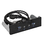 Планка USB на переднюю панель ExeGate EX289291RUS U5H-627, 5,25", 2*USB3.0+2*HD Audio, черная, металл, подсоед. к MB