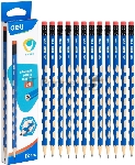 Карандаш чернографитный Deli EC016-2B U-Touch 2B, трехгранный, (12шт) ластик