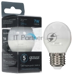 Лампа светодиодная Шар Gauss 7W 550lm 6500K Е27 шаг. диммирование LED