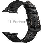 Комбинированный ремешок Lyambda Antares кожа/силикон для Apple Watch 38/40 mm LWA-10-40-BK Black