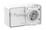 Блок ОП AtlasDesign Profi54 розетка 16А 250В с заземл. защ. шторки + 1-кл. выключатель 10А IP54 бел. SchE