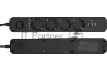 Сетевой фильтр Гарнизон 2.0 Мультипорт EPS-4-U3-B-2, 4 р, 10А, 3xUSB, 2 м, ур.защиты 2+, черный, пакет