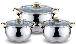 Набор посуды KELLI KL-4206 6 пред.(Кастрюля с жаропрочной стекл. крышкой 2.1л. Кастрюля с жаропрочной стекл. крышкой 3л. Кастрюля с жаропрочной стекл. крышкой 4л. Высококачественная нерж. сталь 18/10. 5-ти слойное капсульное дно.)