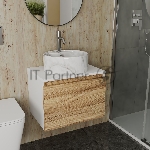Комплект: тумба Bau Dream Blackwood 60, 1 ящик, Раковина круглая накладная BAU Element D41, мрамор, смеситель Hotel Dream, нерж сталь