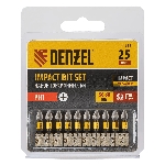 Набор бит торсионных Denzel PH1x25 мм, лазерная обработка шлица, сталь S2, 10 шт.