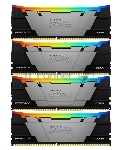 Оперативная память Kingston Fury Renegade, DDR4, 64GB (4x16GB), 3600MHz, CL16, DIMM, с радиатором, RGB, серебристый/черный