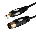 Шнур DIN 5 Pin - Stereo 3,5 мм, длина 1,5 метра (GOLD) Rexant