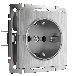 Розетка с заземлением (cеребряный рифленый)