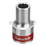 Головка торцевая, 9 мм, 12-гранная, CrV, под квадрат 1/2", хромированная Matrix
