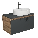 Комплект для ванной, 3 предмета (Тумба подвесная Bau Blackwood 80 графит + Раковина BAU 51х41, с отв. под см-ль, Смеситель Dream Black, черный)