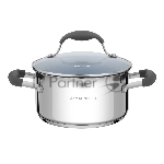 Кастрюля Maunfeld LAURA MCS22S08GR из нержавеющей стали со стеклянной крышкой, 18 см, 2,2 л.
