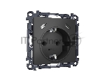 Комплект механизма электрической розетки 2USB С+C 20W с/з на винтовых зажимах 16A-250V ALFA Графит мягкое касание QUANT (AP9105, VM165) MA910510