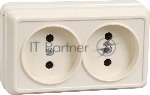 Розетка 2-м ОП Октава 10А IP20 без заземл. крем. IEK ERO20-K33-10-DC