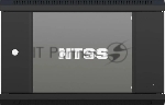 Шкаф коммутационный NTSS NTSS-W12U6045GS (NTSS-W12U6045GS-BL) настенный 12U 570x450 мм пер. дв. стекл 60 кг черный 350 мм 22.2 кг 220 град. 635 мм IP20 сталь