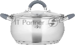 Кастрюля LARA LR02-483 BELL 22x12,5 см, 4,7 л, нержавеющая сталь 316L (хром/никель/молибден), индукционное дно, силиконовая ручка, стеклянная крышка