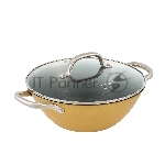 Вок Select Orange, 26х9,5см/3л, облегченный чугун, Ilag, стеклянная крышка. Цвет: желтый