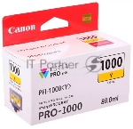 Картридж струйный Canon PFI-1000 Y желтый (80 мл.) для Canon IJ SFP PRO-1000 WFG