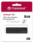 Флешка USB Transcend JetFlash 780 (TS8GJF780), 8Gb, USB 3.0, R/W 140/40, черный/серебристый, вид 14