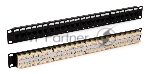 Патч-панель 19дюйм 1U RJ45 кат.5e 24 порта PP3-19-24-8P8C-C5E-110D черн. Hyperline 246095