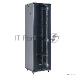 Напольный шкаф Rexant RAL 9005 19" 18U 600×600×987 (ШxГxВ), дверь стекло, металлическая задняя дверь, боковые съемные стенки