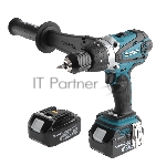 Дрель-шуруповерт Makita DDF458RFE, 18 В, 1,5 Ач, 42 Нм, бесщеточный, ударный