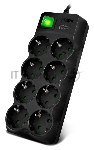Сетевой фильтр SVEN SF-08E-16 (3 м 8 розеток с защитными шторками,16А) черный, цветная коробка