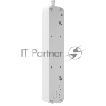 Cетевой фильтр AGNI плоский TP-FD5E-5m-white, 5 розеток Schuko, белый, кабель 5 метров, мощность нагрузки 4000 Вт, 16А, заземление, защита от короткого замыкания, сечение кабеля 3 х 1.5 кв.мм., размер 279x54x40 мм.