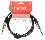 Кабель гитарный FORCE FGC-09/1.51/4" TS Jack - 1/4" TS Jack, высококачественный, малошумящий с проводниками из безкислородной меди OFC, диаметр 6 мм, профессиональные металлические разъемы, длина 1,5 м