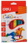 Карандаши цветные Deli ColoRun EC00110 трехгранные пластик 18 цветов, коробка с европодвесом