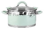 Кастрюля LARA LR02-541 MINT 18x10 см, 2,4 л, носик, индукционное дно, крышка с бортом, полипропилен, силикон, нержавеющая сталь