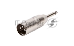 Переходник аудио FORCE CFA-012XLR (M) 3-pin на 1/4" TS Jack (M) моно, материал контактных частей медь, покрытие никель, матовый серебристый